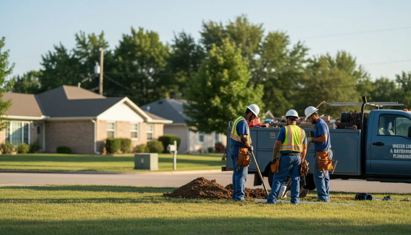 Residential water line and bathroom plumbing service in Pep, TX